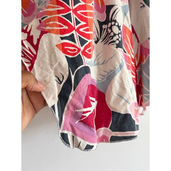 Vintage Roxy Assymetrical Hem Floral Linen Skirt Y2k Fairy Beach Boho SIZE 0 - Picture 3 of 7